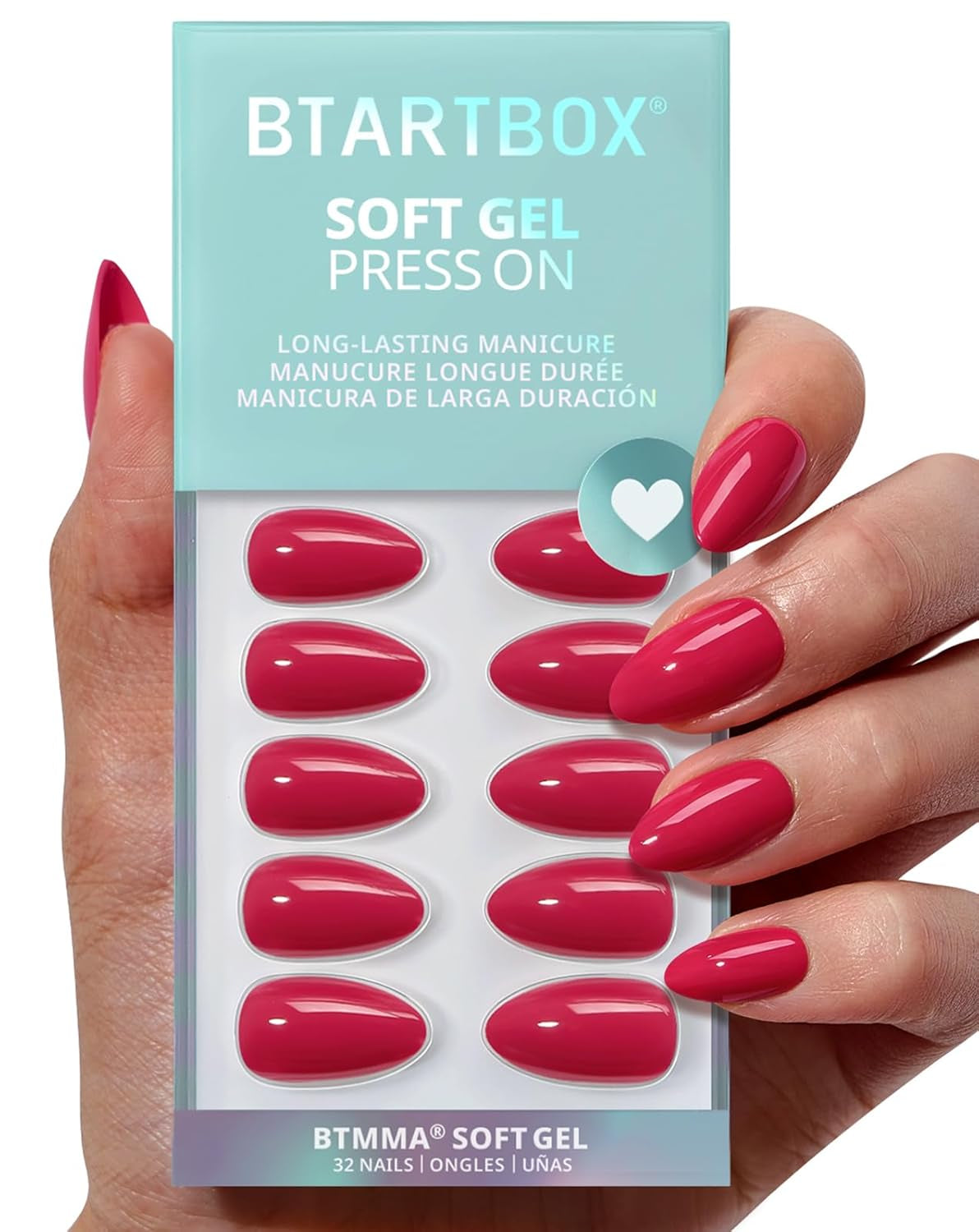Btartbox Press on Nails Almond - Pastel Purple Short Press on Nails with Glue for Women, Opaque Soft Gel Glue on Nails in 16 Sizes - 32 Stick on Nails Kit, Satin Memo