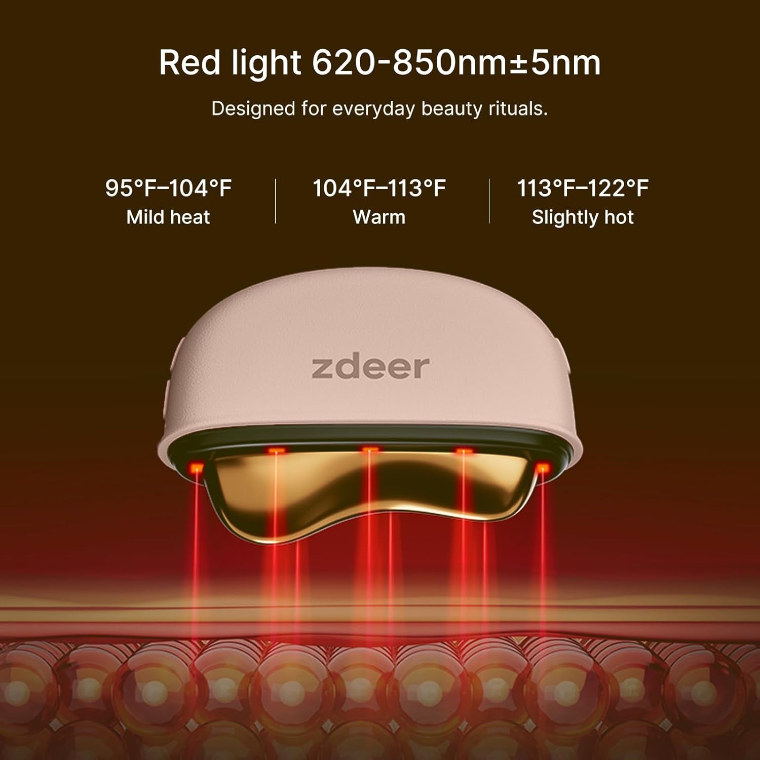 ZDEER LED Red Light Therapy for Face & Neck Massager Facial Care Device – Electric Gua Sha Brass Tool with Heat & Vibration for Firming, Sculpting & Skincare, Pink