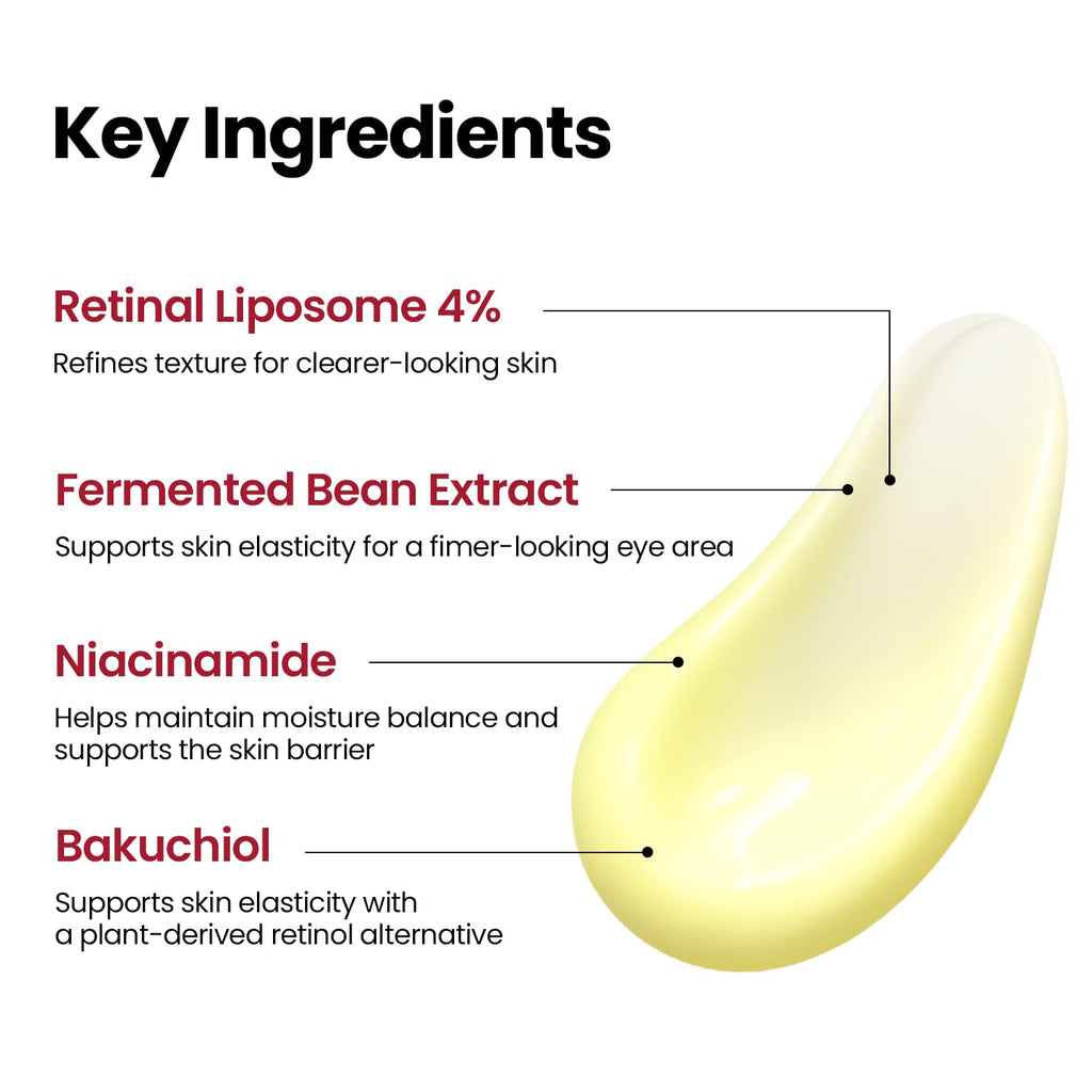 K-SECRET SEOUL 1988 Retinal Eye Cream – Formulated with Advanced Retinal Liposome 4% and Fermented Bean for Dark Circles and Fine Line Care | Korean Skincare, 30Ml / 1.01 Fl Oz