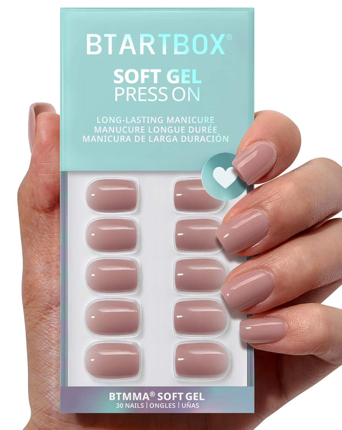 Btartbox Press on Nails Almond - Pastel Purple Short Press on Nails with Glue for Women, Opaque Soft Gel Glue on Nails in 16 Sizes - 32 Stick on Nails Kit, Satin Memo