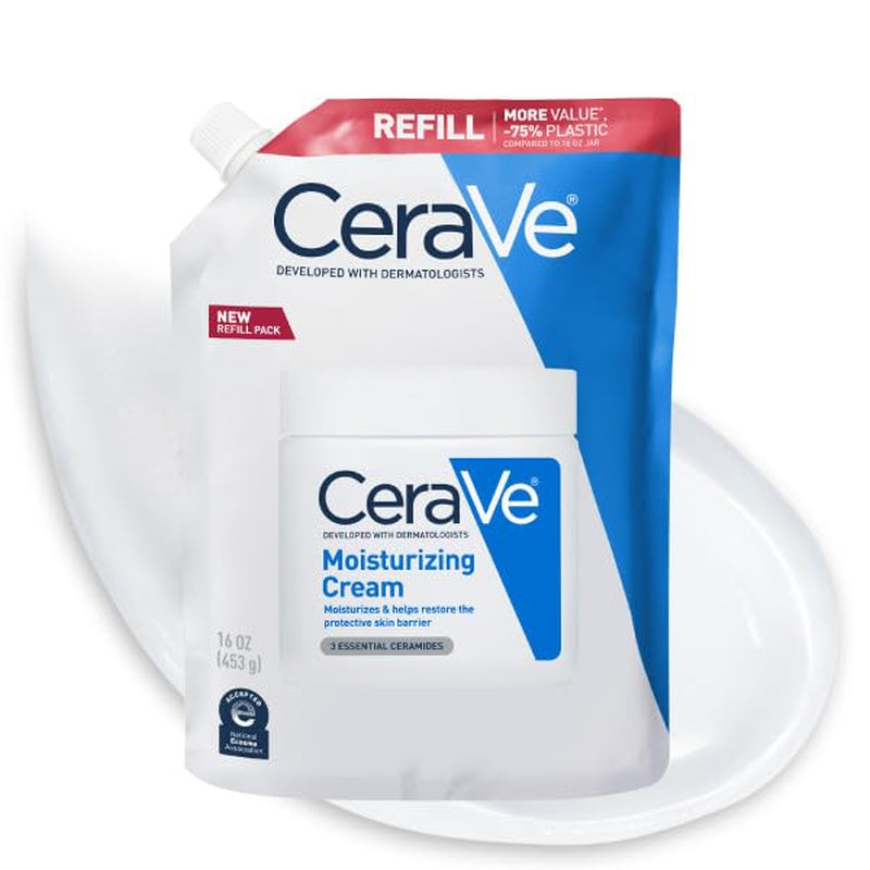 Cerave Moisturizing Cream, Body and Face Moisturizer for Dry Skin, Body Cream with Hyaluronic Acid and Ceramides, Daily Moisturizer, Oil-Free, Fragrance Free, Non-Comedogenic, 19 Ounce