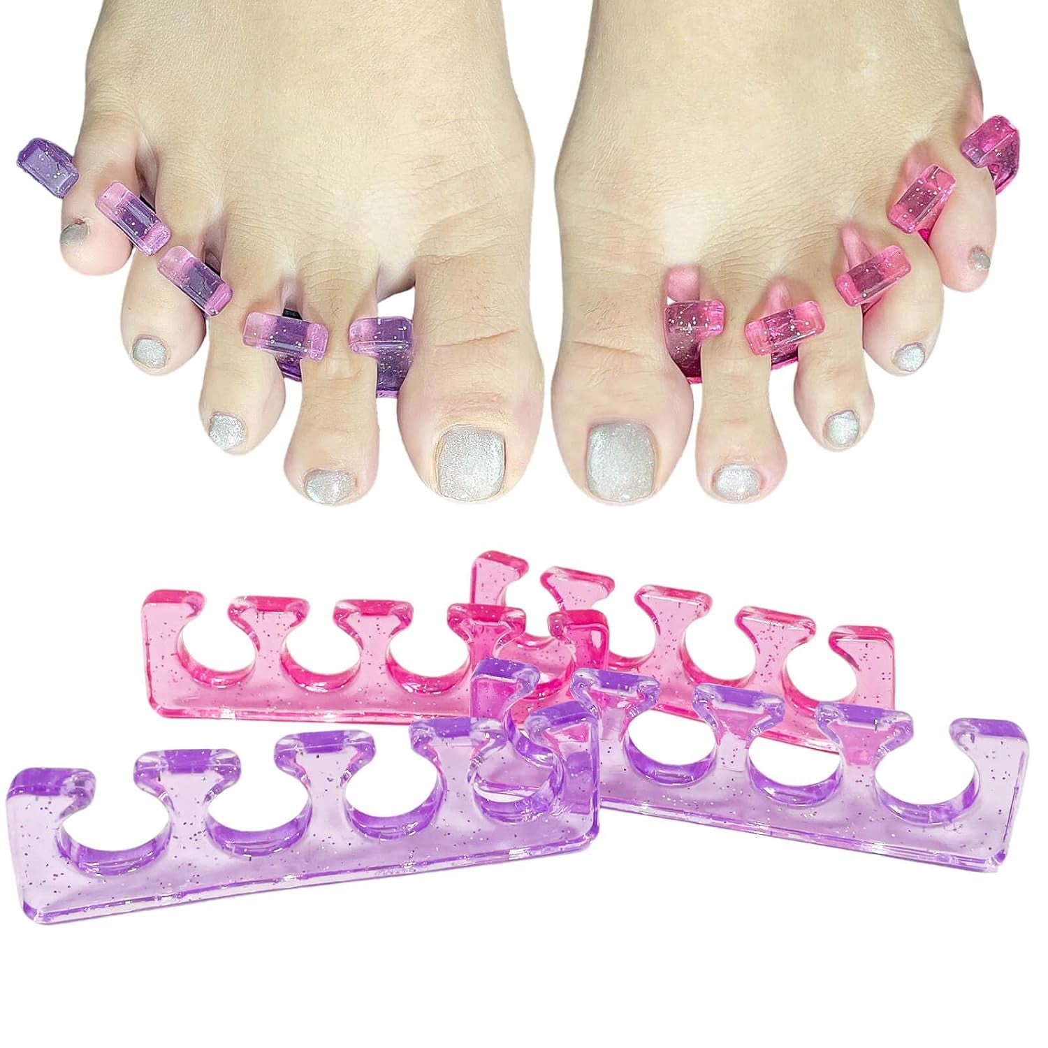 SUNFATT Toe Separators for Pedicure,Toe Separators for Women,Pedicure Toe Spacers for Separating Toenails or Nails,Easy Finger and Toenail Polish Grooming,Soft Gel Toe Spacers Pedicure Kit.