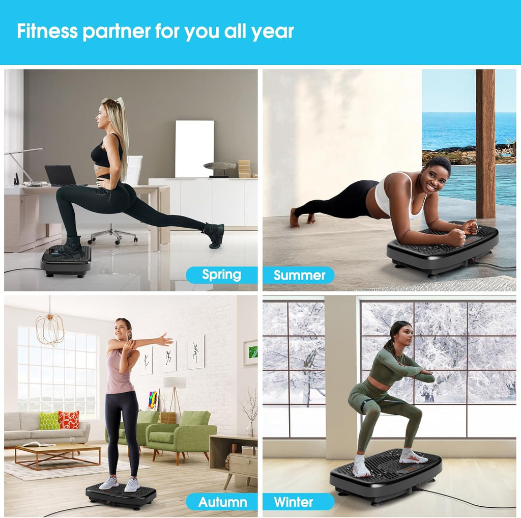 Softgym Vibration Plate Exercise Machine for Lymphatic Drainage,Power Vibrate Stand Shake Board 450 Lbs Capacity Whole Body Workout Waver with Fitness Resistance Bands Weight Loss Gifts for Women Men