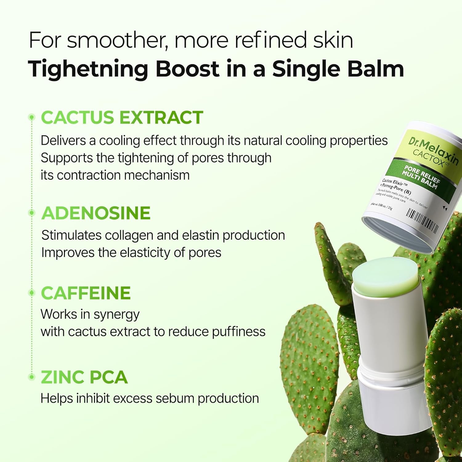 Dr.Melaxin Cactox & Calcium Multi Balm Pore Firming Duo with Cactus Cooling & Eye Care Stick for Visible Pore Refining and Skin Repair