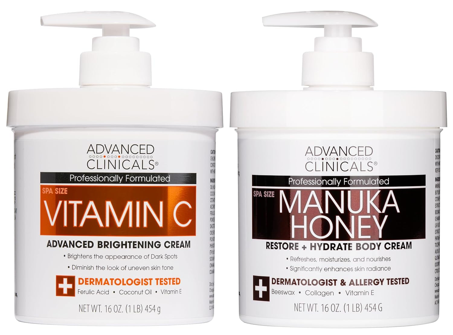 Advanced Clinicals Manuka Honey Body Cream for Women & Men | Body Butter Lotion for Extremely Dry Skin | Collagen Cream | Skincare Moisturizer Hydrating Balm Improves Look of Aging Skin, 16 Ounce