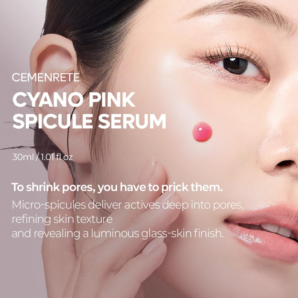 Dr.Melaxin Cyano Pink Spicule Serum with Vitamin B12, Liquid Microneedle Facial Treatment for Enlarged Pores, Niacinamide for Texture Refining & Renewal, 1.01 Fl.Oz