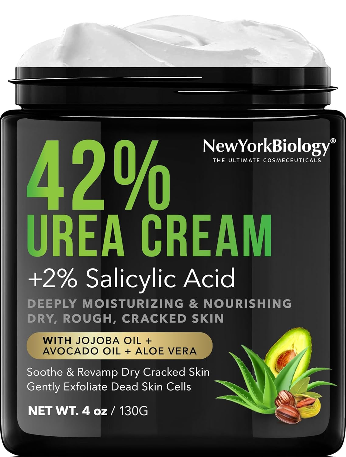 New York Biology Tea Tree Oil Foot Cream for Dry Cracked Feet, Athletes Foot, Nail Fungus, Jock Itch, Ringworm, Cracked Heels and Itchy Skin - Foot Cream - 8 Oz