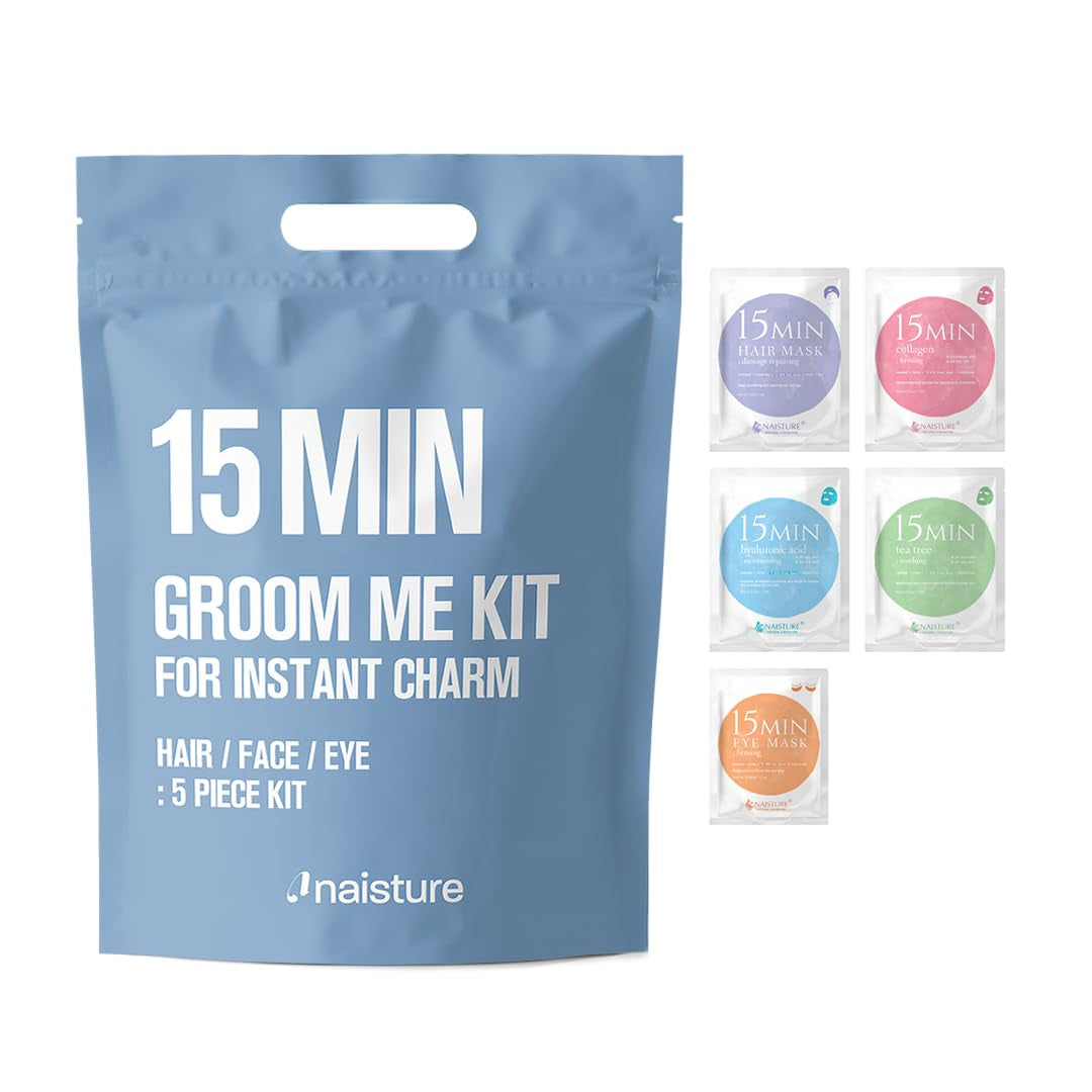 Naisture 15 Min Pamper Me Kit Korean Spa Skincare Gift Set for Women-Head to Toe with Hair, Face, Eye, Hand, & Foot Masks (7 Pcs)