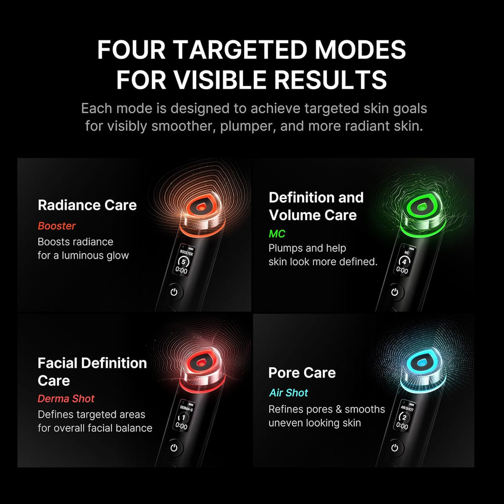 Medicube Booster Pro | 6-In-1 Real Glass Glow Beauty Massager | for Clear, Radiant, Firmer-Looking Skin | Korean Skin Care | Black