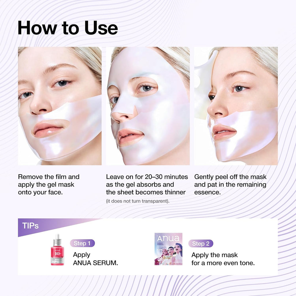 ANUA Vita Collagen Mask, Hydrogel Face Mask for Cooling & Skin Firmness, Dullness Care with Vitamin C, Radiant Glass Skin Effect, Kpop Demon Hunters, Korean Skincare (4Ea)