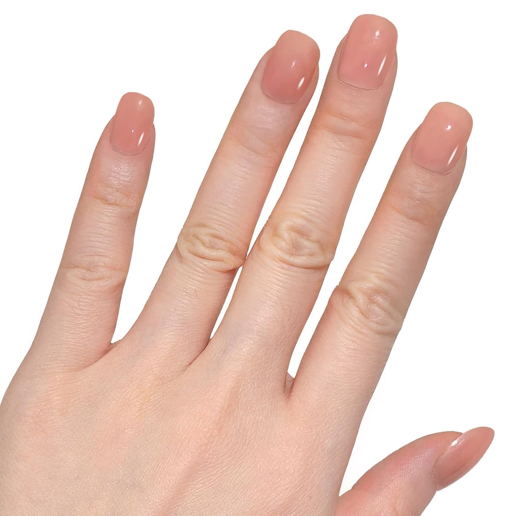 GLAMERMAID Nude Pink Short Press on Nails, Natural Extra Short Squoval Glue on Nails for Women, Coral Pink Square Jelly Soft Gel Fake Nails, round Reusable Acrylic False Nails Manicure Kit for Women