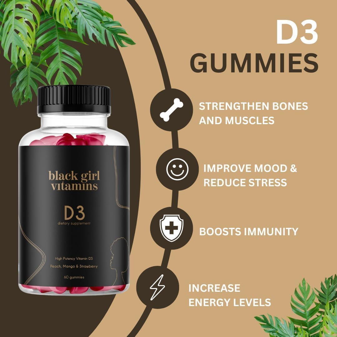 Black Girl Vitamins Look Good Feel Good Bundle – Hair Skin & Nails, Vitamin D3 2000IU & Once a Day Multivitamin - Women'S Supplement Bundle – Energy, Immunity & Beauty Support
