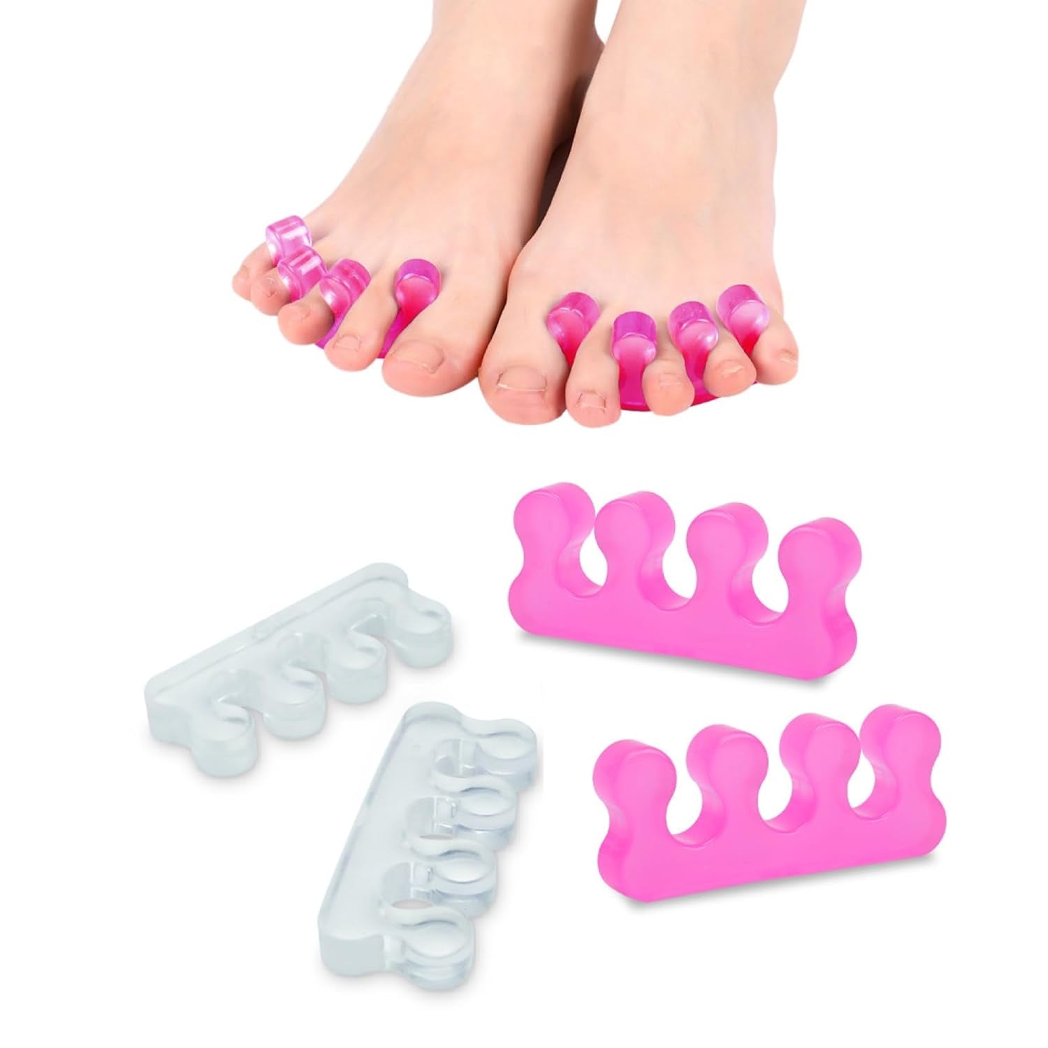 SUNFATT Toe Separators for Pedicure,Toe Separators for Women,Pedicure Toe Spacers for Separating Toenails or Nails,Easy Finger and Toenail Polish Grooming,Soft Gel Toe Spacers Pedicure Kit.