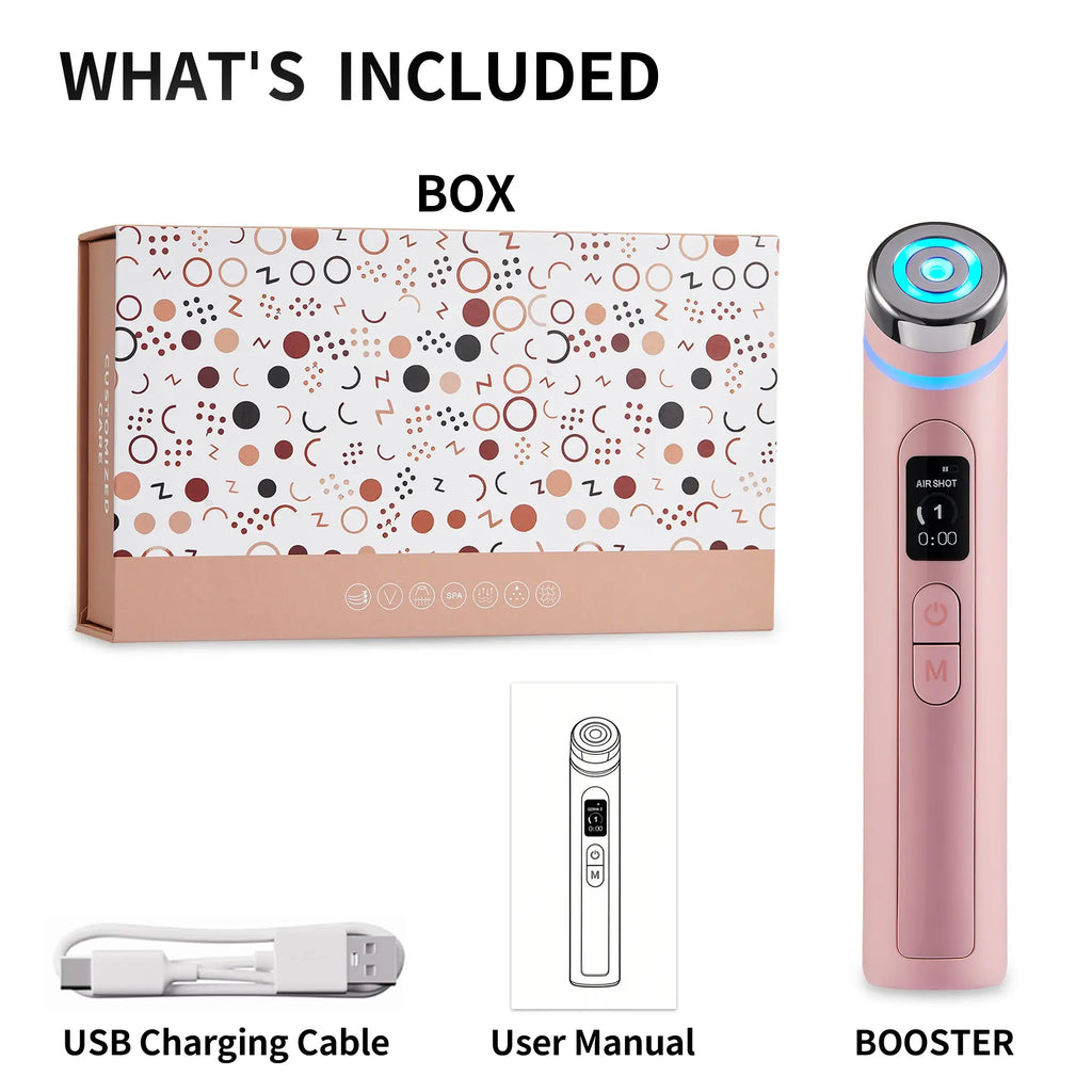 Korean Glow Device Booster - Pink New | K-Beauty Viral Glass Glow Device, 4 Light Modes, Mini Facial Lifting Tool, Lightweight Portable Korean Skincare Experience, Daily 5-Minute Skin Care