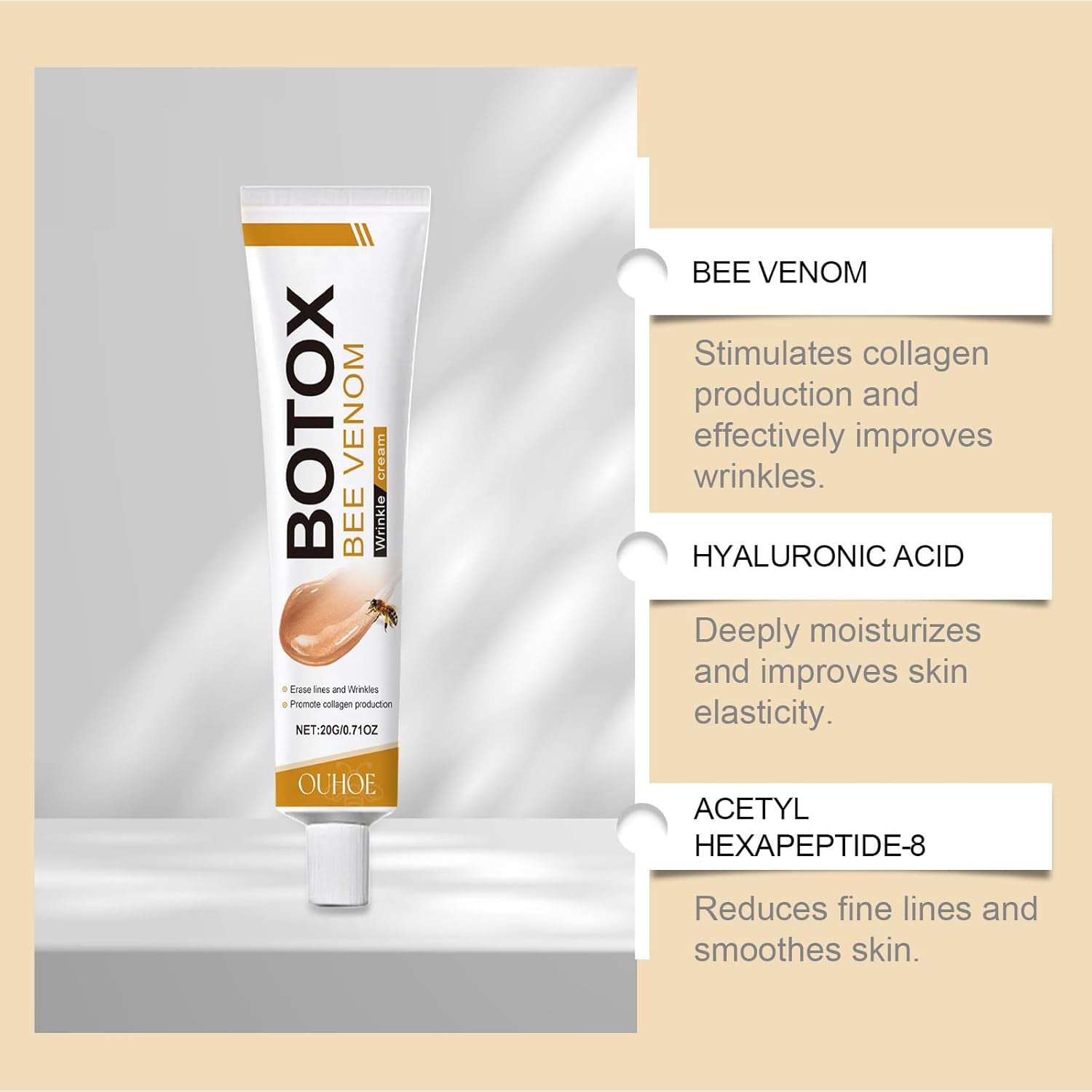 Botox Bee Venom Wrinkle Removal Cream, Natural Moisturiser Firming & Wrinkle-Reducing Deeply Nourishes Face Skin.
