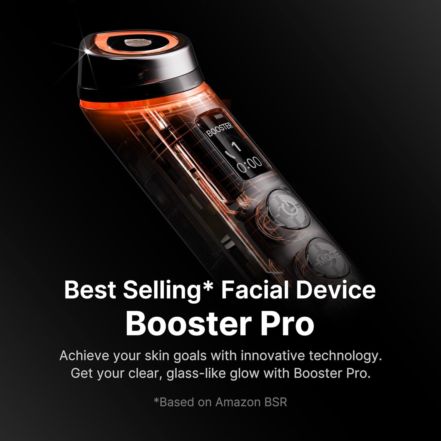 Medicube Booster Pro | 6-In-1 Real Glass Glow Beauty Massager | for Clear, Radiant, Firmer-Looking Skin | Korean Skin Care | Black
