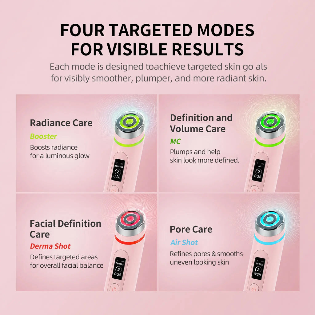 Korean Glow Device Booster - Pink New | K-Beauty Viral Glass Glow Device, 4 Light Modes, Mini Facial Lifting Tool, Lightweight Portable Korean Skincare Experience, Daily 5-Minute Skin Care