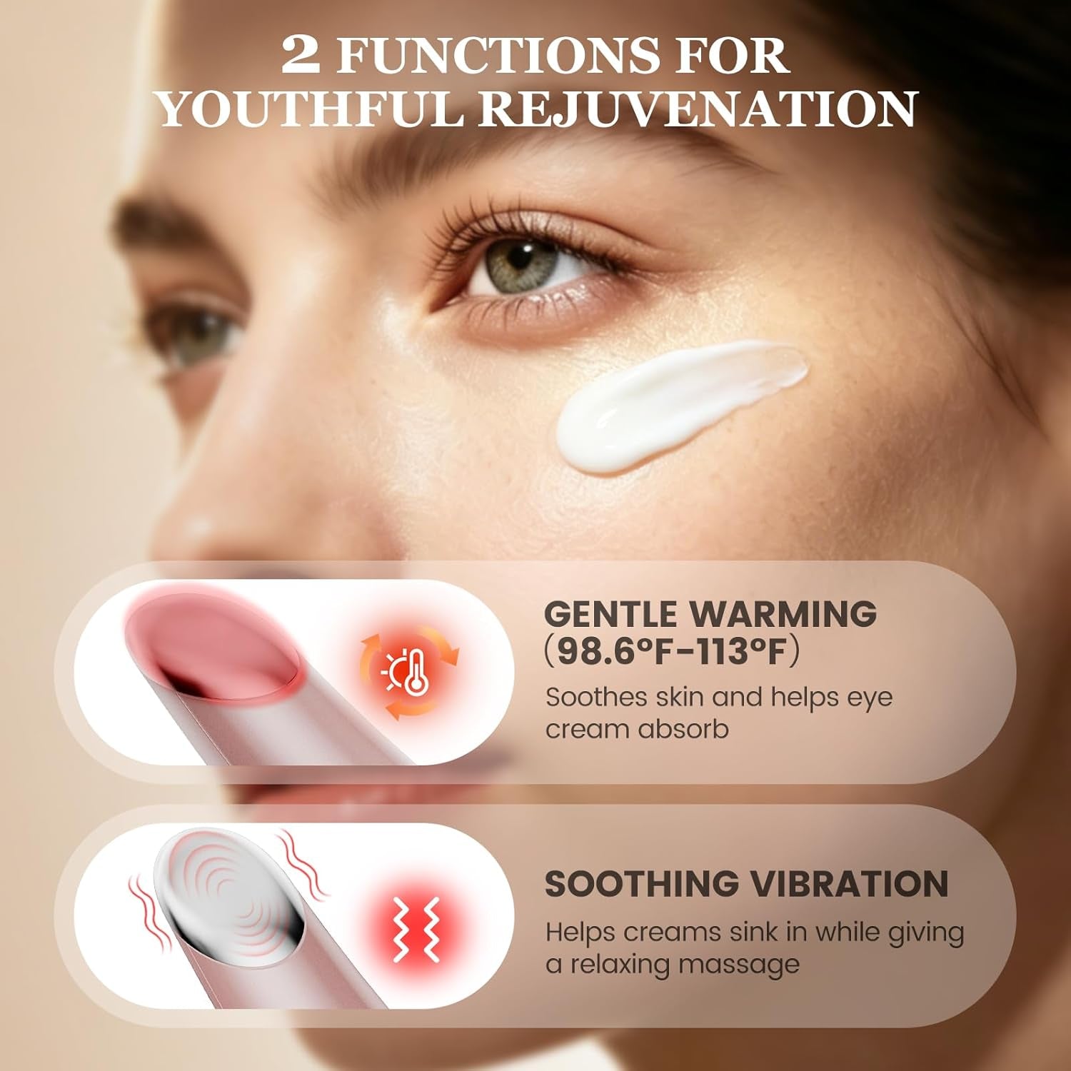 Eye Lift Wand, 98°F to 113°F Eye Heat Wand, Eye Massager for Dry Eyes, Dark Circles and Puffiness, Eye Lifting Device for Fine Lines, Champagne Gold