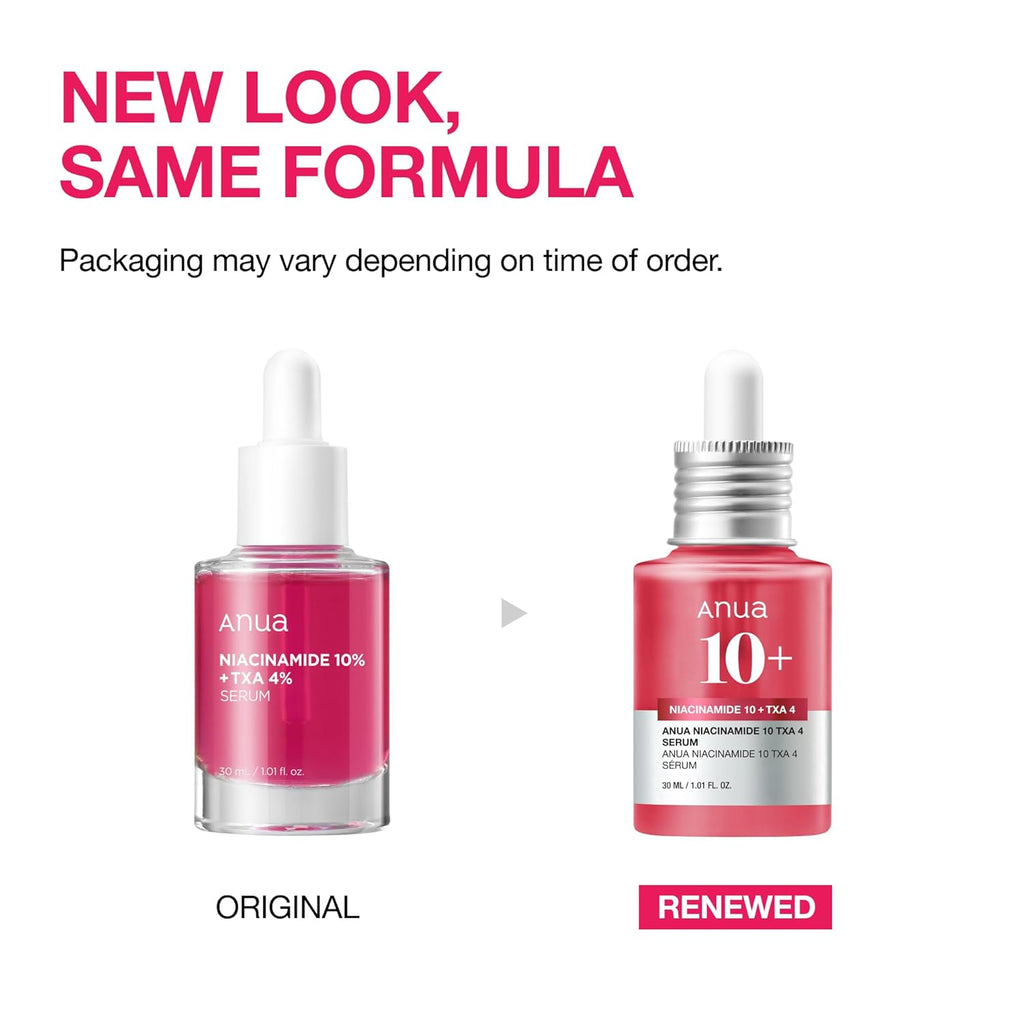 Anua Niacinamide 10 + TXA 4 Serum, Dark Spot Care, Hyaluronic Acid, Tranexamic Acid, Lightweight & Hydrating All-In-One Daily Facial Serum for Glass Skin, Korean Skincare, 1.01 Fl.Oz