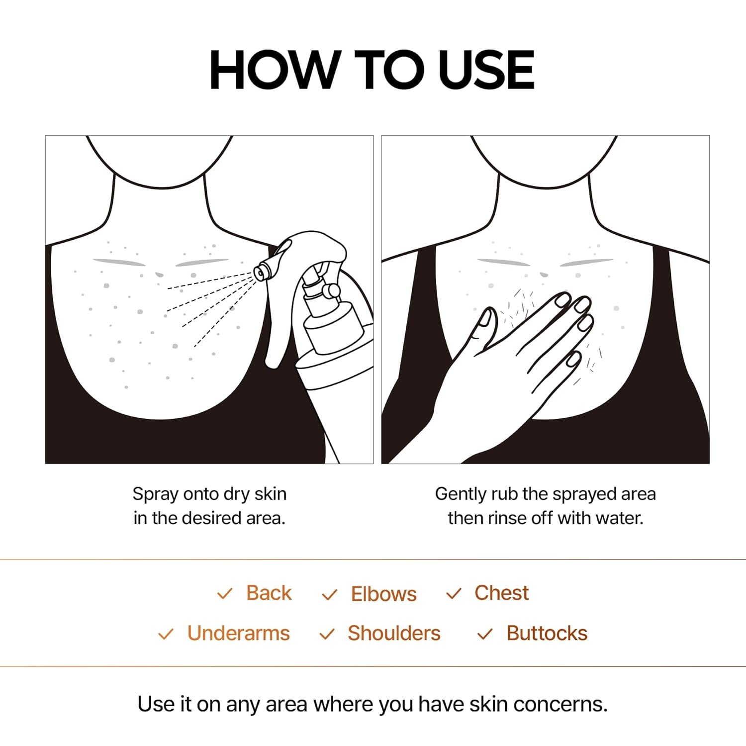 Dr.Melaxin Body Keratin Care Kojic Acid Turmeric Spray with AHA & PHA, Gentle Body Brightening & Exfoliating Peeling Solution for Dead Skin Cells & Texture, Korean Skincare, 6.76 Fl.Oz
