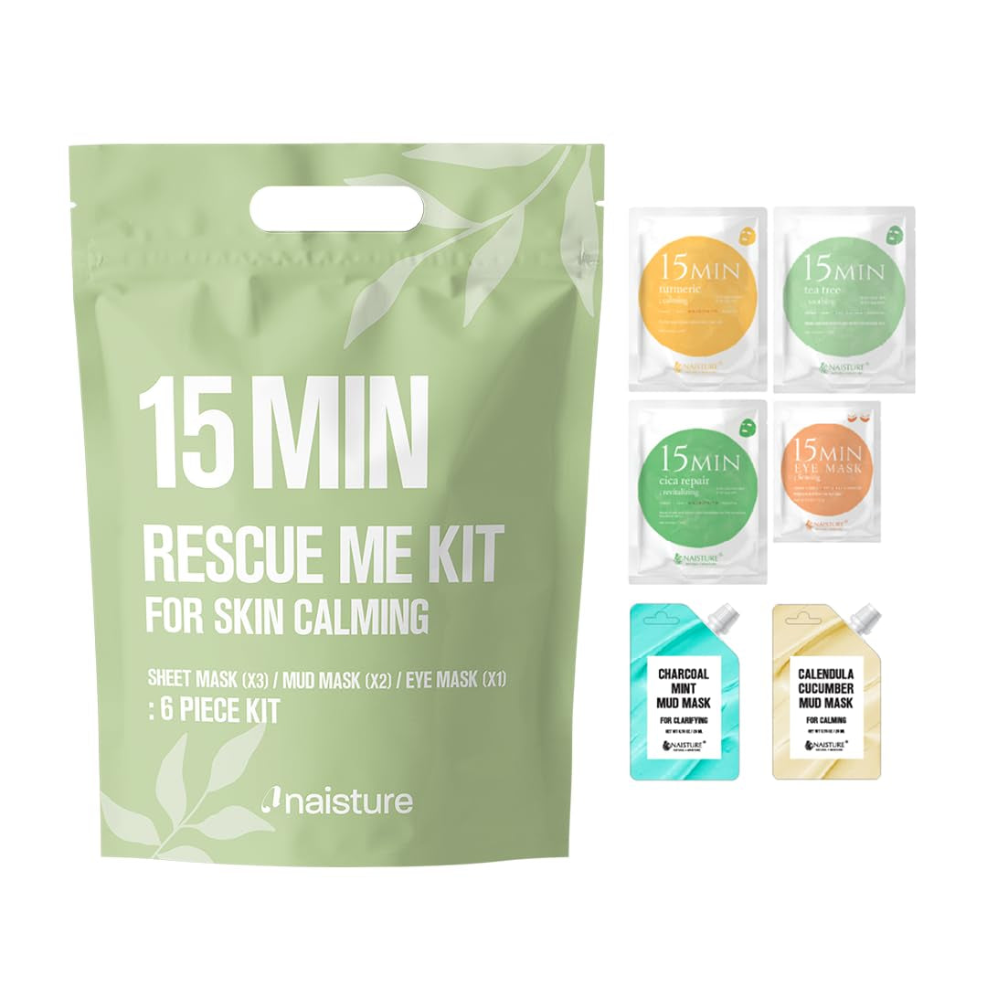 Naisture 15 Min Pamper Me Kit Korean Spa Skincare Gift Set for Women-Head to Toe with Hair, Face, Eye, Hand, & Foot Masks (7 Pcs)