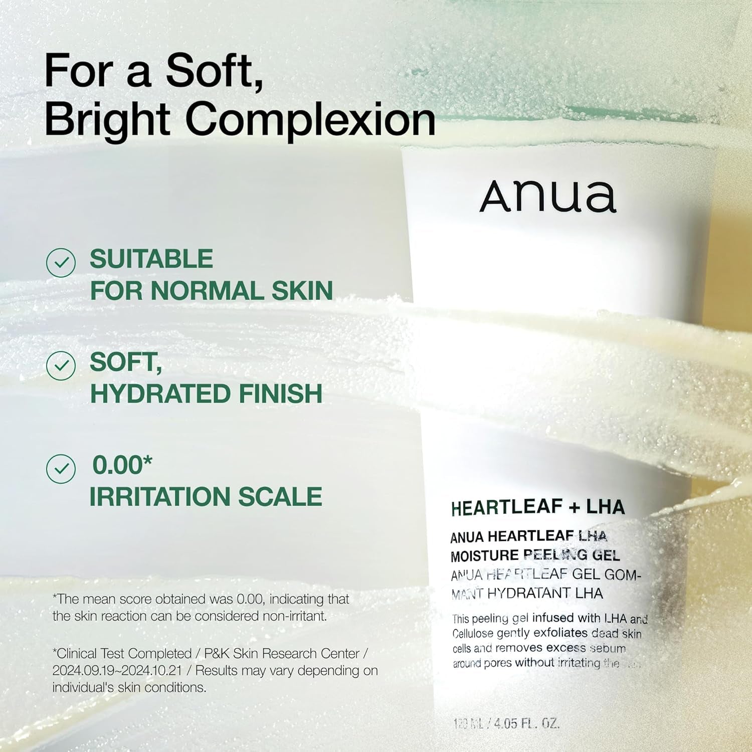 ANUA Heartleaf LHA Moisture Peeling Gel, Gentle Exfoliation, Hydrating Facial Peel, Pore Care, Dead Skin Removal, Natural Cellulose for Soothing, Vegan, Korean Skin Care (120Ml/4.05 Fl.Oz.)