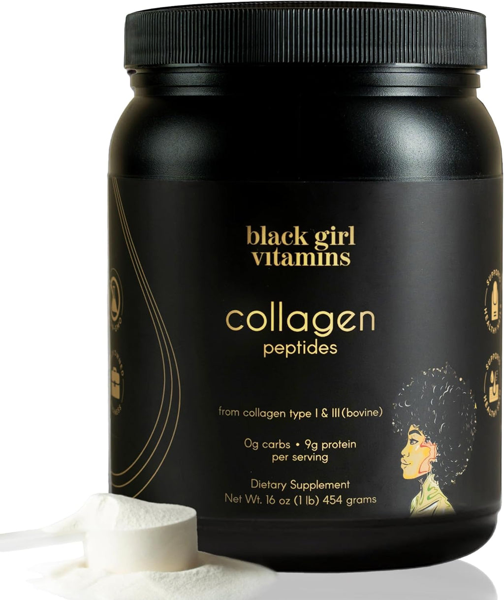 Black Girl Vitamins | Collagen Peptides Powder - Collagen for Skin, Hair & Nails - Unflavored Hydrolyzed Collagen Powder, Dairy-Free, Gluten-Free Collagen for Women and Men - 16Oz
