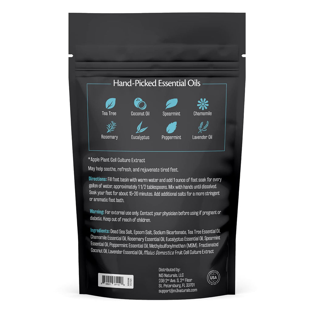 Tea Tree Oil Foot Soak and Epsom Salts for Soaking | Foot Spa and Remedy for Athletes Foot, Stinky Feet, and Foot Soak for Dry Cracked Feet | Detox Foot Soak and Tea Tree Oil for Healthy Toenails 16Oz