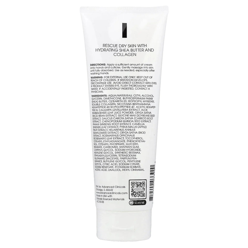 Advanced Clinicals Collagen Hand Cream, 8 Fl Oz (237 Ml)