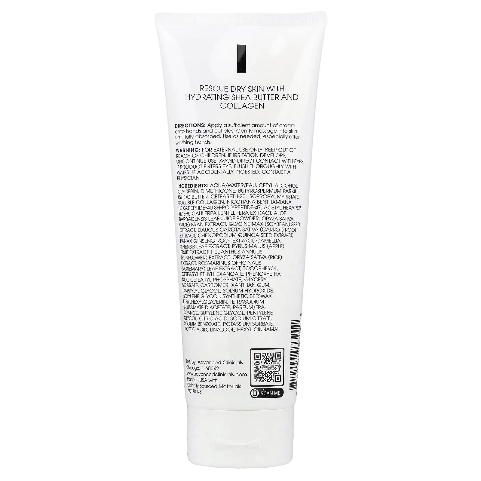 Advanced Clinicals Collagen Hand Cream, 8 Fl Oz (237 Ml)