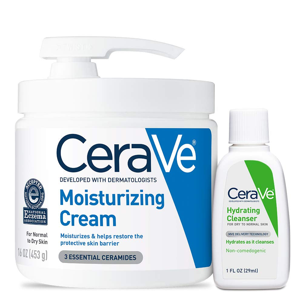 Cerave Moisturizing Cream, Body and Face Moisturizer for Dry Skin, Body Cream with Hyaluronic Acid and Ceramides, Daily Moisturizer, Oil-Free, Fragrance Free, Non-Comedogenic, 19 Ounce