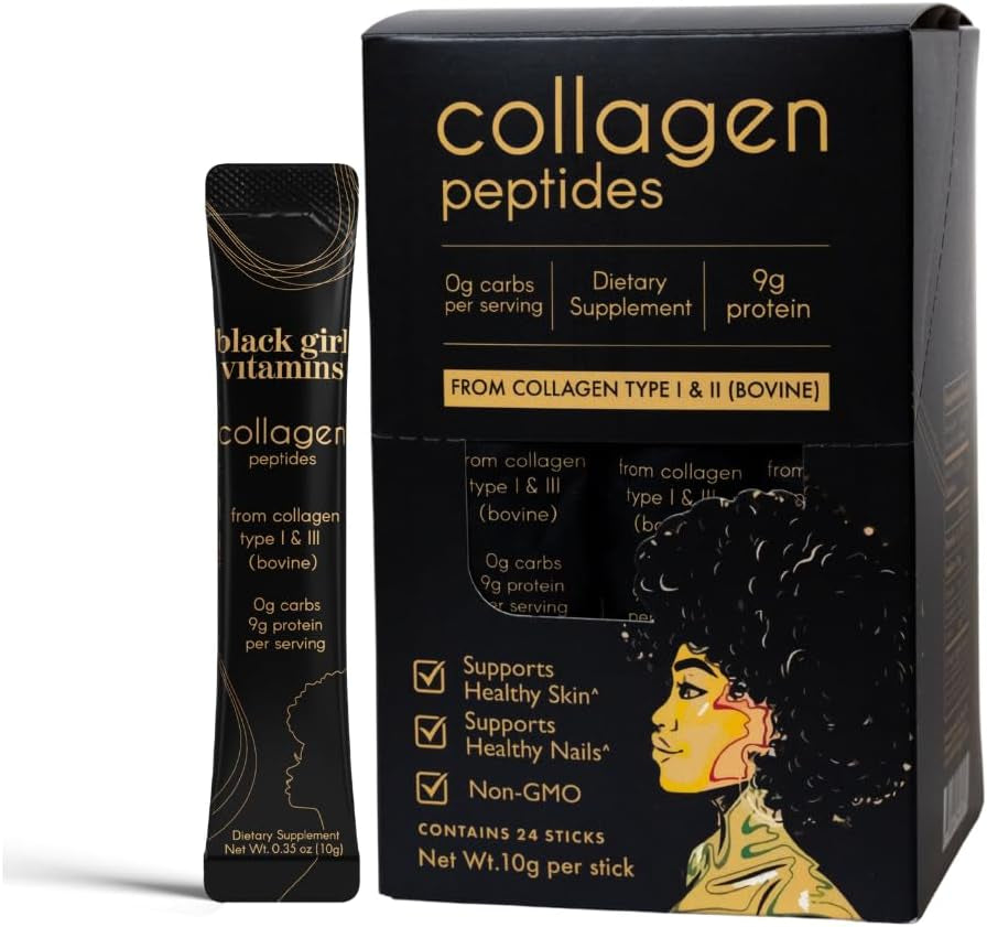 Black Girl Vitamins | Collagen Peptides Powder - Collagen for Skin, Hair & Nails - Unflavored Hydrolyzed Collagen Powder, Dairy-Free, Gluten-Free Collagen for Women and Men - 16Oz