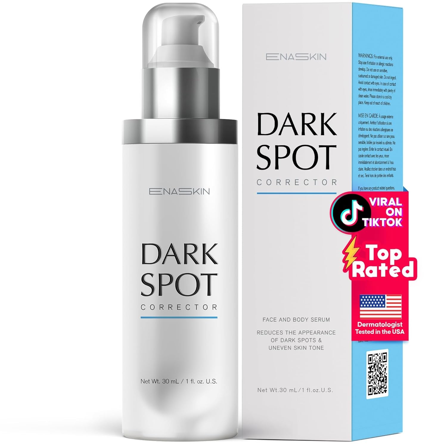 Enaskin Dark Spot Remover Face & Body Serum: Age Spot Sun Spot Freckles Melasma Brown Spot - Advanced Formula with Niacinamide for Women and Men (1.0 Fl Oz)