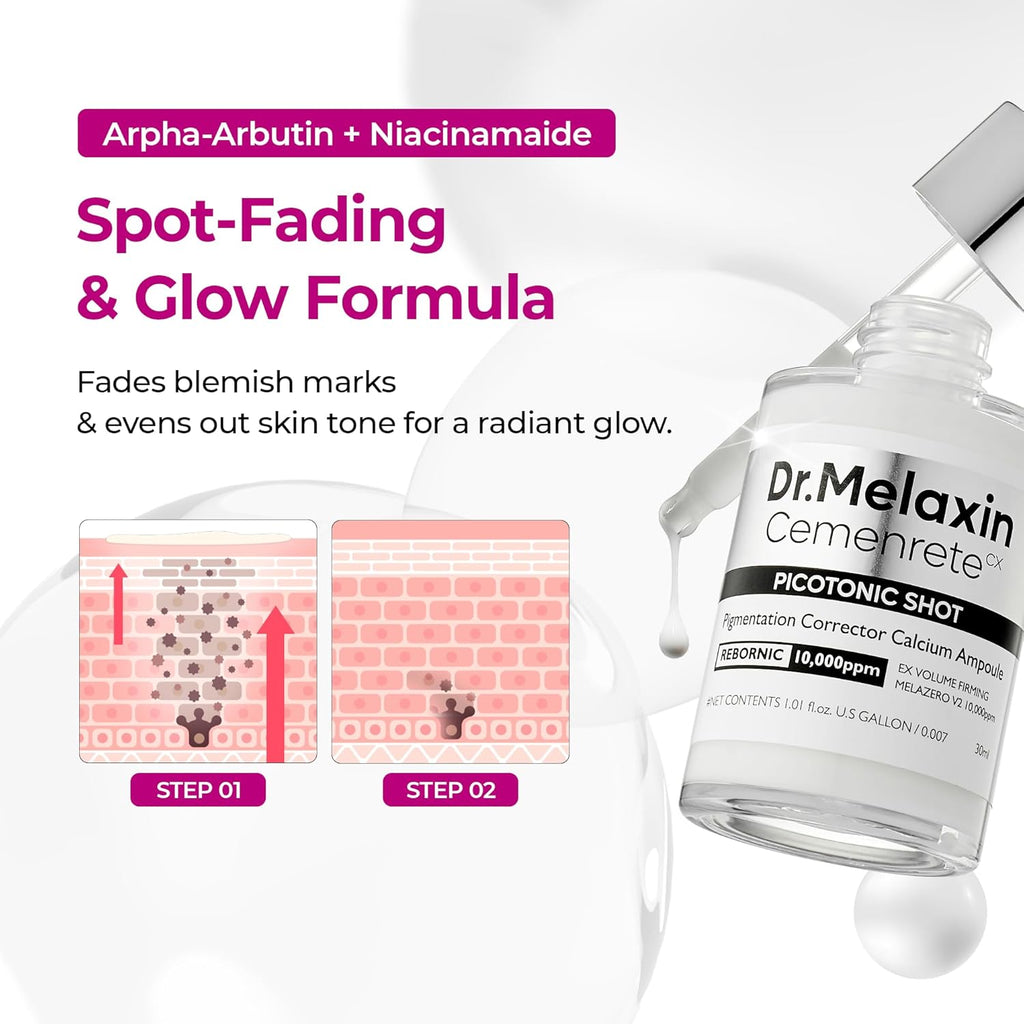 Dr.Melaxin Picotonic Shot Serum with Alpha-Arbutin & Niacinamide, Firming Density Serum for Even Skin Tone, Anti-Aging & Dark Spot Care, 1.01 Fl.Oz