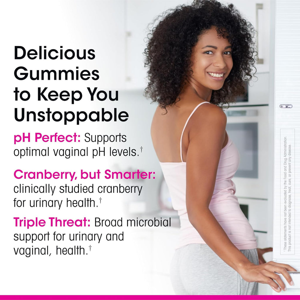 Vh Essentials Probiotic Gummies with Prebiotics & Cranberry, Concentrated Extract for Urinary Tract Health, Supports Vaginal Microflora Balance for a Healthy Feminine Tract, 60 Count