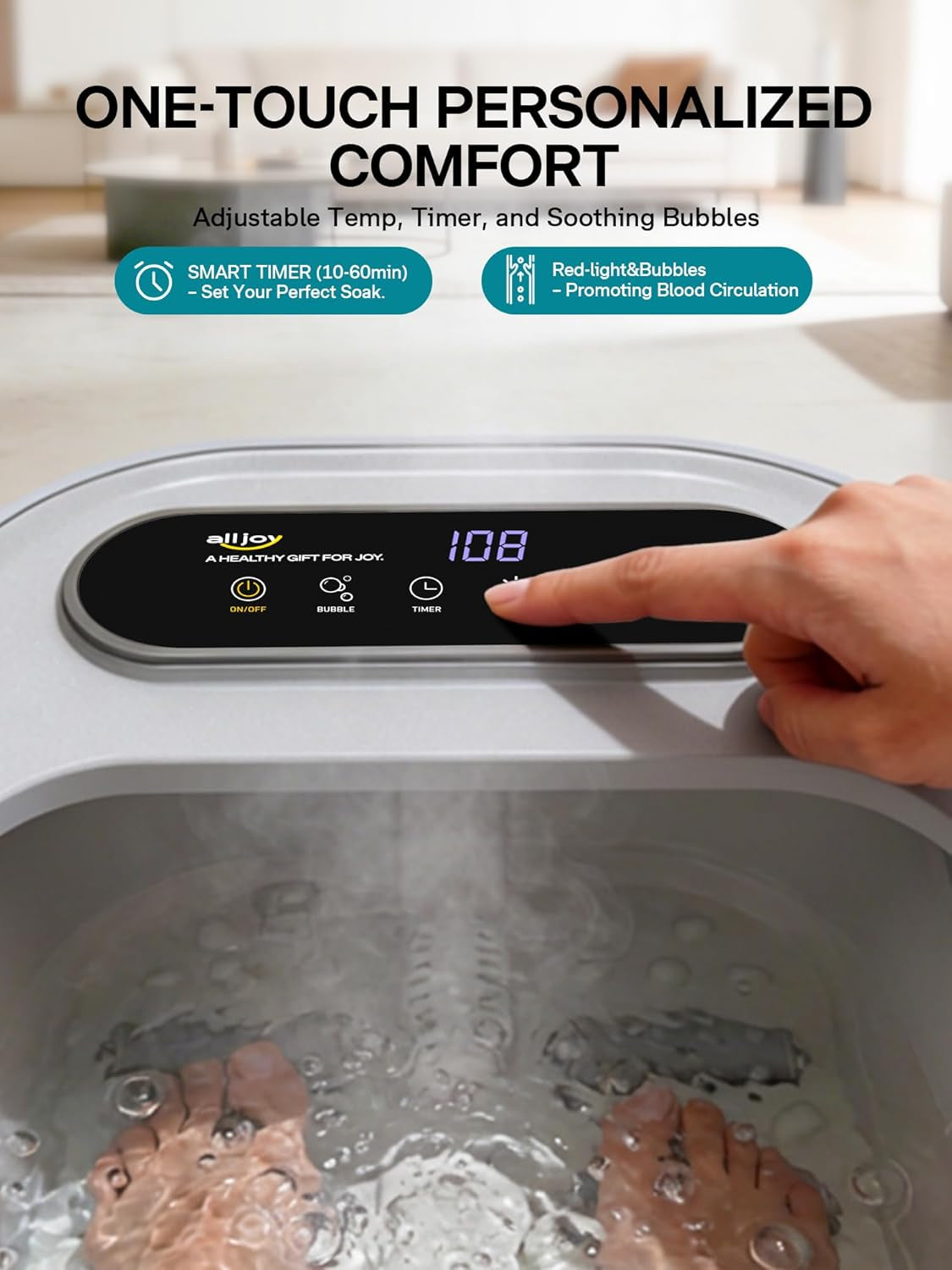 ALLJOY Collapsible Foot Spa with Heat, Pedicure Foot Bath with Bubbles & 6 Rollers, Ul-Listed Rapid PTC Heating Foot Soaking Tub for Stress Relief, Relaxation Gift for Women & Men, Nurses & Teachers
