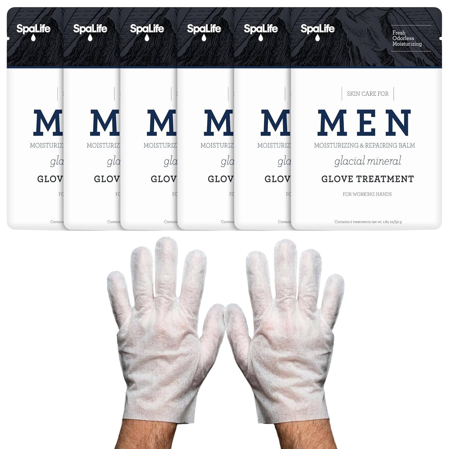 Spa Life Men'S Cooling Mint Foot Repair Balm and Moisturizing Socks Set - Revitalizing Hydrating Foot Mask for Soothing Tired, Achy Feet and Softening Dry, Cracked Skin One Size Fits Most- 6 Pairs