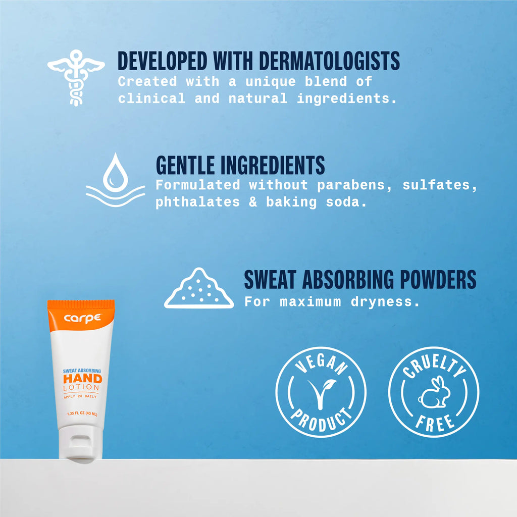 Hand Sweat Absorbing Lotion for Sweaty and Clammy Hands Daily Evening