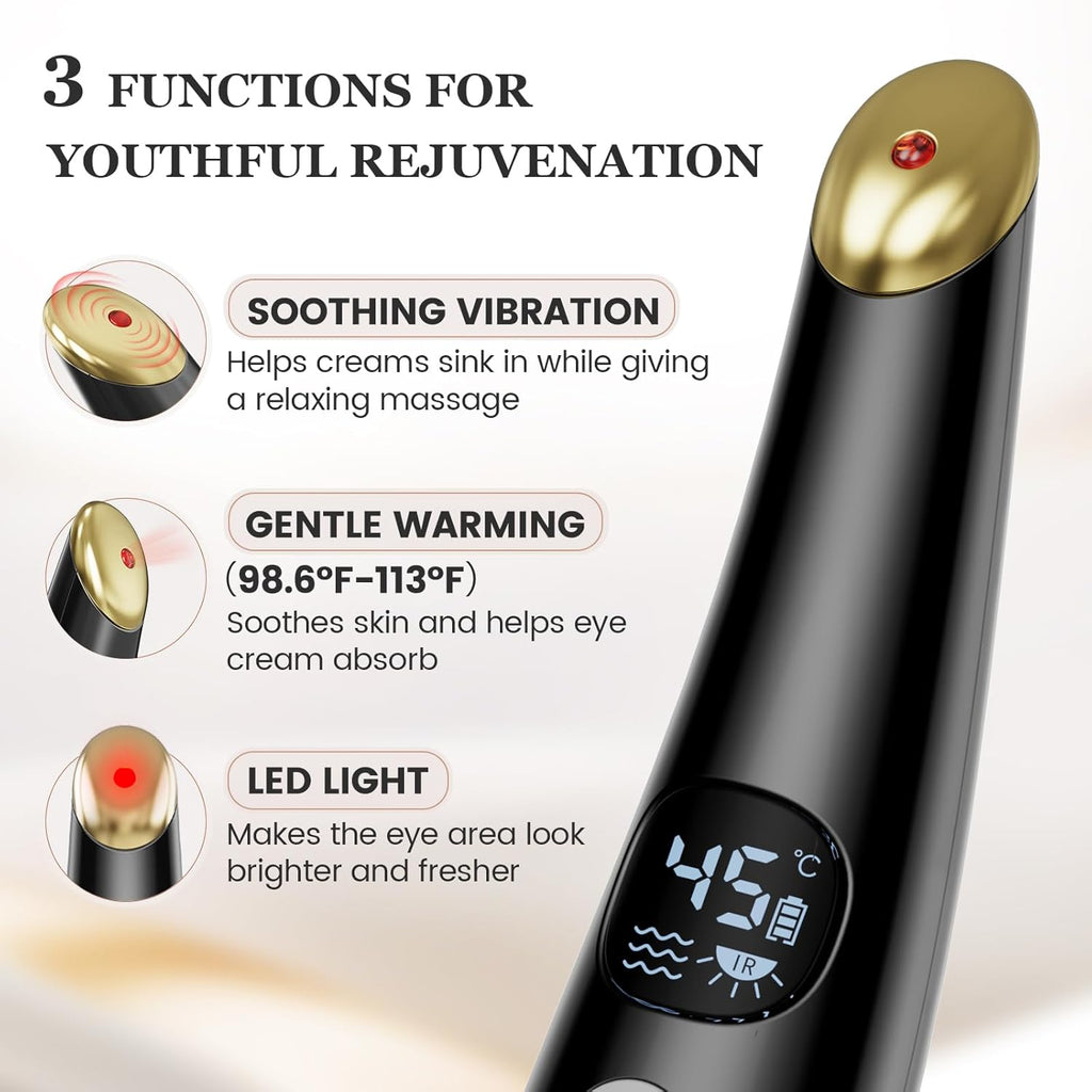 Eye Lift Wand, 3 Modes Eye Massager Wand, Eye Massager for Dry Eyes, Dark Circles and Puffiness, Eye Lifting Device for Fine Lines, Black