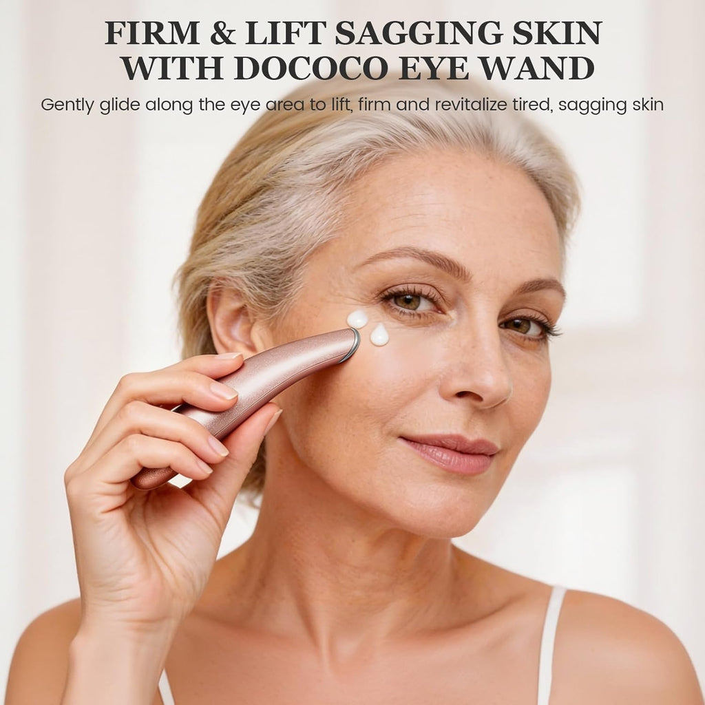 Eye Lift Wand, 98°F to 113°F Eye Heat Wand, Eye Massager for Dry Eyes, Dark Circles and Puffiness, Eye Lifting Device for Fine Lines, Champagne Gold