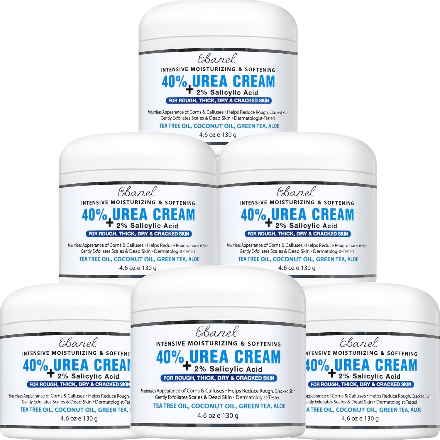 Ebanel Urea Cream 40% plus Salicylic Acid 2%, Foot Cream for Dry Cracked Heels Feet Knees Elbows Hands, Foot Dead Skin Cuticle Callus Remover Toenail Softener, Keratolytic Skin Barrier Repair