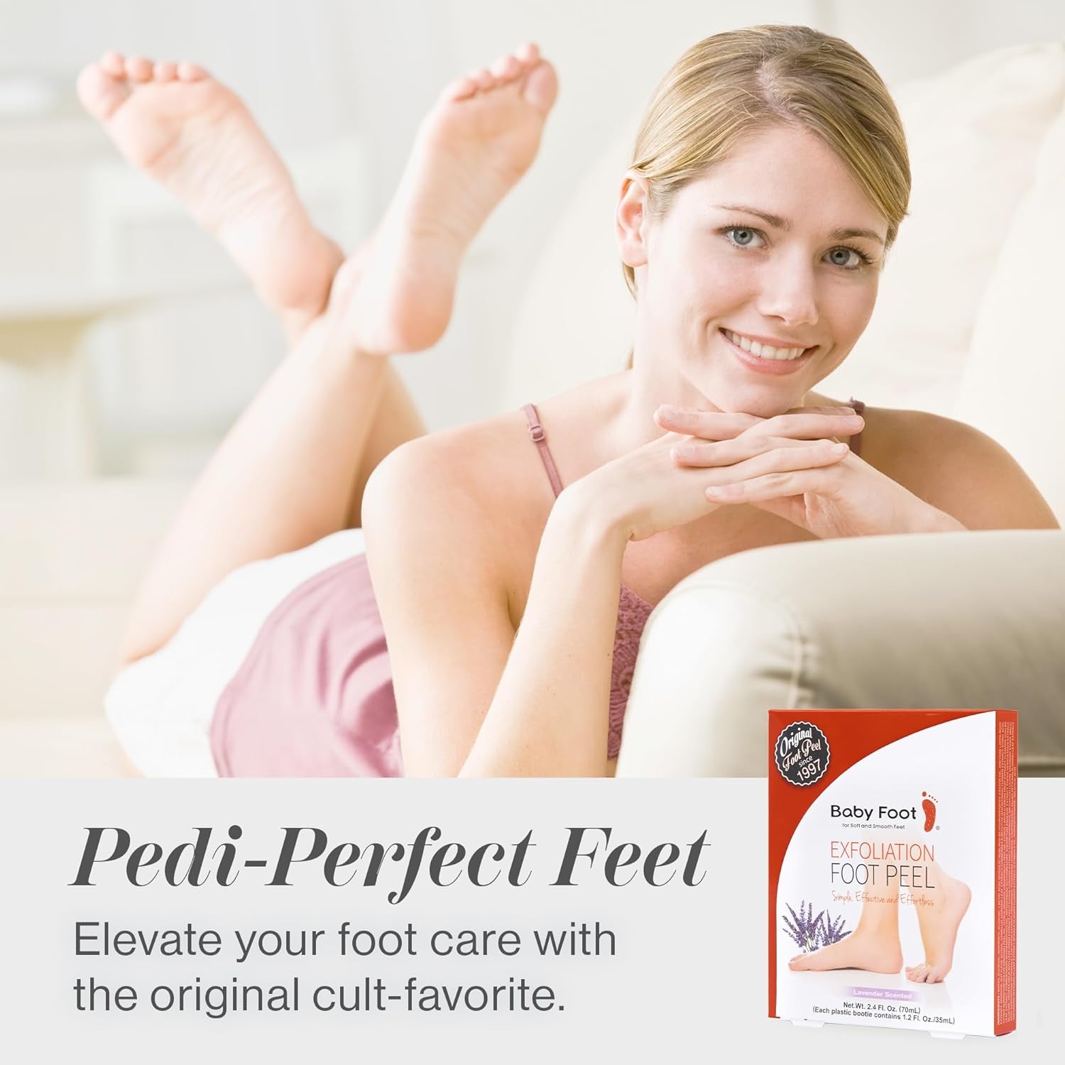 Baby Foot Original Exfoliation Foot Peel - for Rough Cracked, Dry Feet, Dead Skin Removal - Foot Peeling Mask for Baby Soft Feet - Spa Experience at Home & Gift Ideas - Lavender Scented