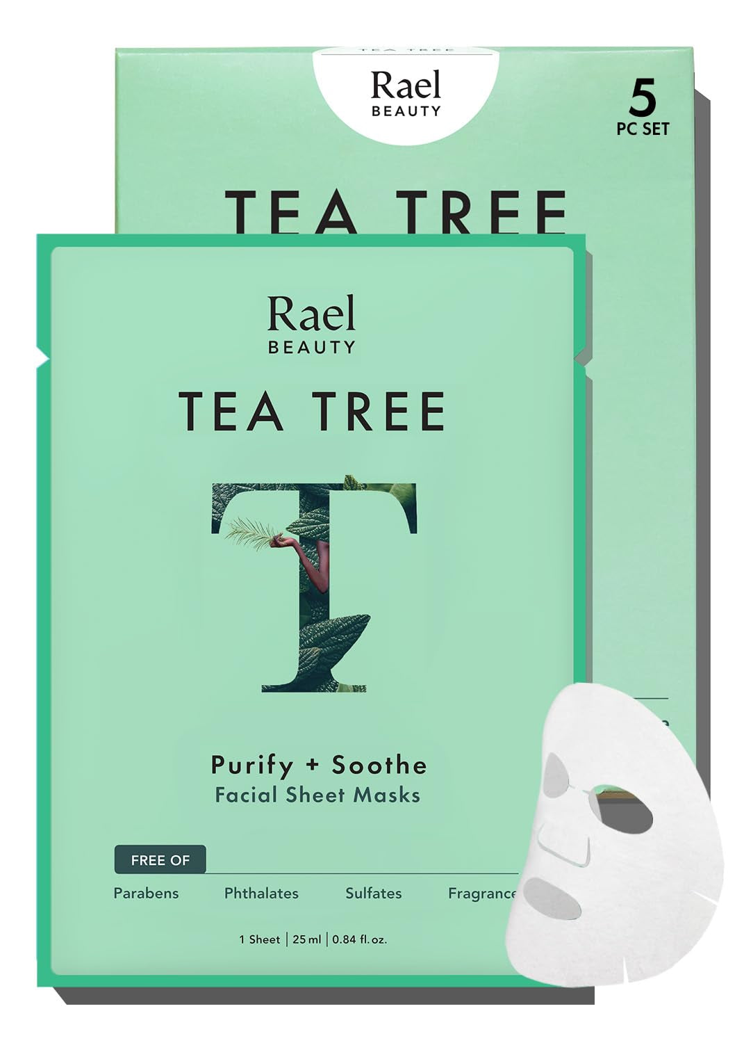 Rael Face Mask Skin Care, Collagen Face Masks - Bamboo Facial Sheet Mask, Korean Skincare, with Collagen Essence and Fruit Extracts, Nourishing and Moisturizing, All Skin Types (Collagen, 5 Sheets)