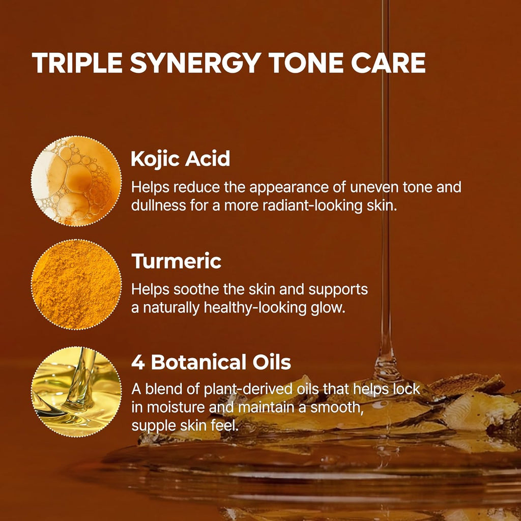 Dr.Melaxin Kojic Acid Turmeric Serum Soap with Niacinamide, Tone Care Cleansing Bar for Uneven Skin Tone & Dark Spots, 3 Botanical Oils for Deep Cleansing, Facial & Body Soap