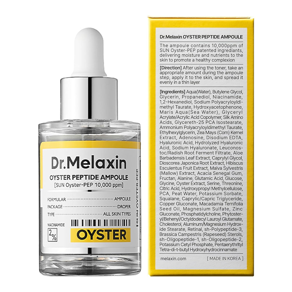 Dr.Melaxin Oyster Pep3 Renewal Ampoule for Plumping, anti Aging, Hydrating Face | Visibly Smooth and Glowy Skin, Korean Skincare, 1.01 Fl Oz(30Ml)