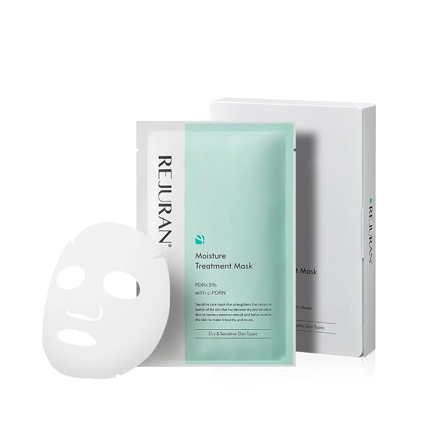 REJURAN® Skin Protection Mask, C-Pdrn® – Hydrating and Soothing Facial Sheet Mask for Irritated, Stressed, Repairs & Restores Skin Barrier with Panthenol & Allantoin, Korean Skin Care. 5-Pack