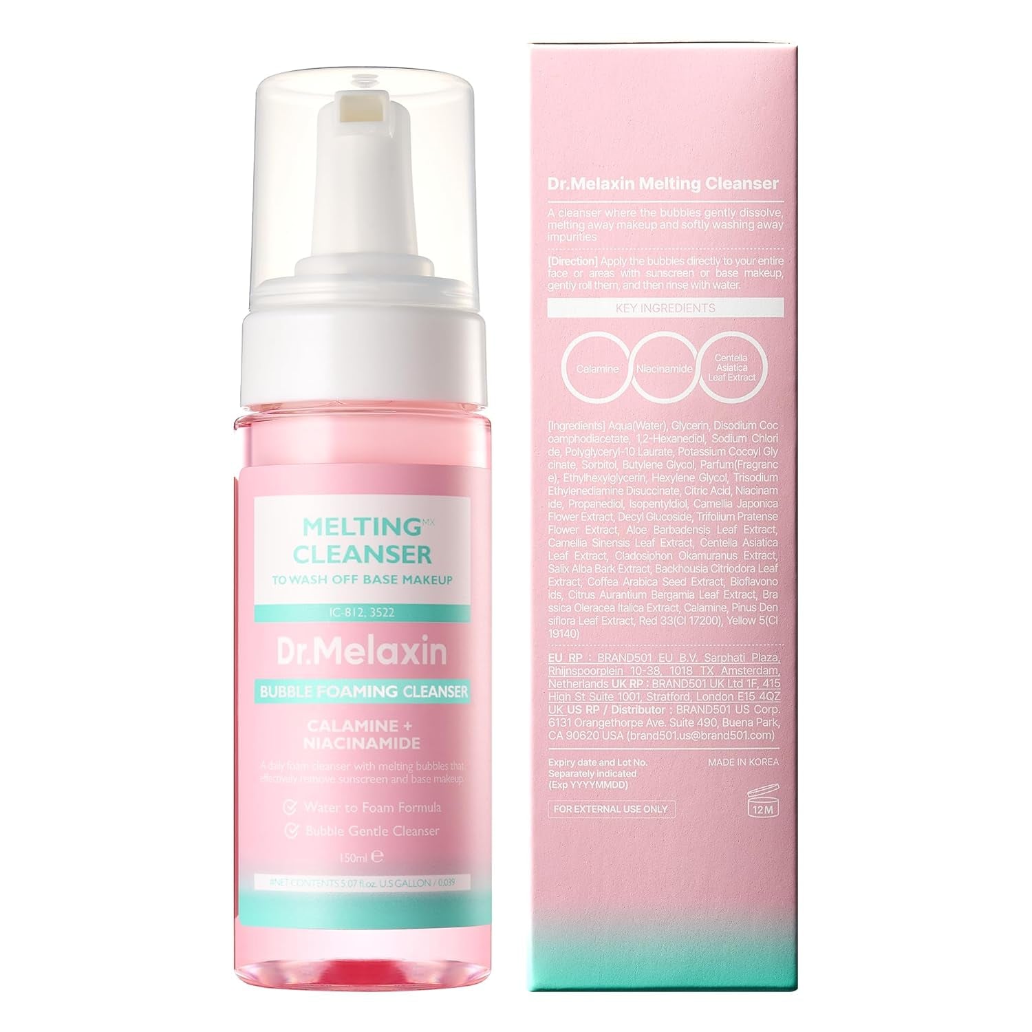 Dr.Melaxin Melting Cleanser - Hypoallergenic Makeup Remover with Quick Bubble, Deep Pore Cleansing for All Skin Type, 150Ml