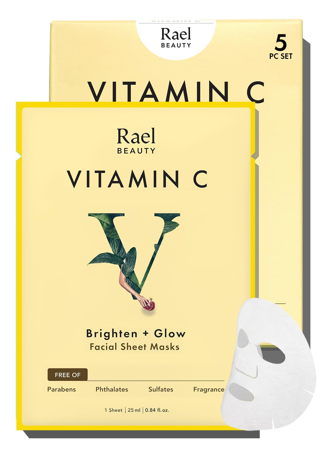 Rael Face Mask Skin Care, Collagen Face Masks - Bamboo Facial Sheet Mask, Korean Skincare, with Collagen Essence and Fruit Extracts, Nourishing and Moisturizing, All Skin Types (Collagen, 5 Sheets)