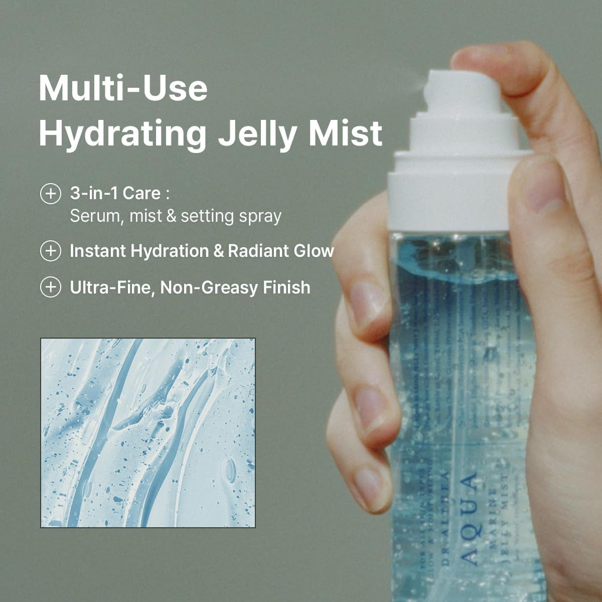 Dr.Althea Aqua Marine Jelly Mist | Lightweight, Ultra-Fine Facial Mist Spray | Hydrating Serum with PDRN & Triple Hyaluronic Acid | Vegan Korean Skincare, 3.38 Fl.Oz