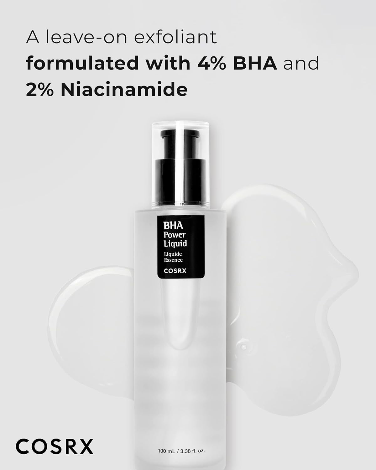 COSRX Niacinamide 2% + BHA 4% Blackhead Exfoliant Toner 3.38 Fl.Oz / 100Ml, Korean Toner, Blackhead Remover, Pore Minimizer for Enlarged Pores, for All Skin Types, Korean Skin Care